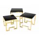 SADA 3x Konferenční stolek SAMMEN zlatá/černá