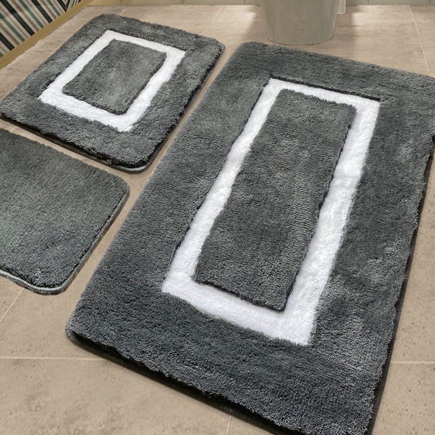 SADA 3x Koupelnová předložka 60/60/100 cm antracit