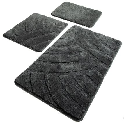 SADA 3x Koupelnová předložka ALYA 60/60/100 cm antracit