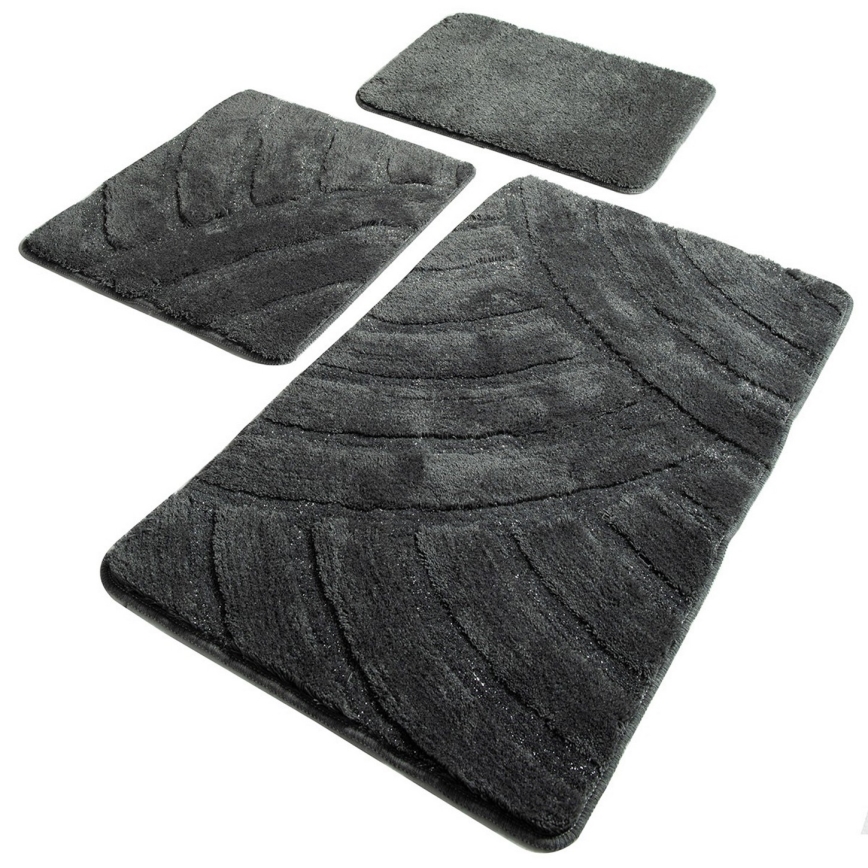 SADA 3x Koupelnová předložka ALYA 60/60/100 cm antracit