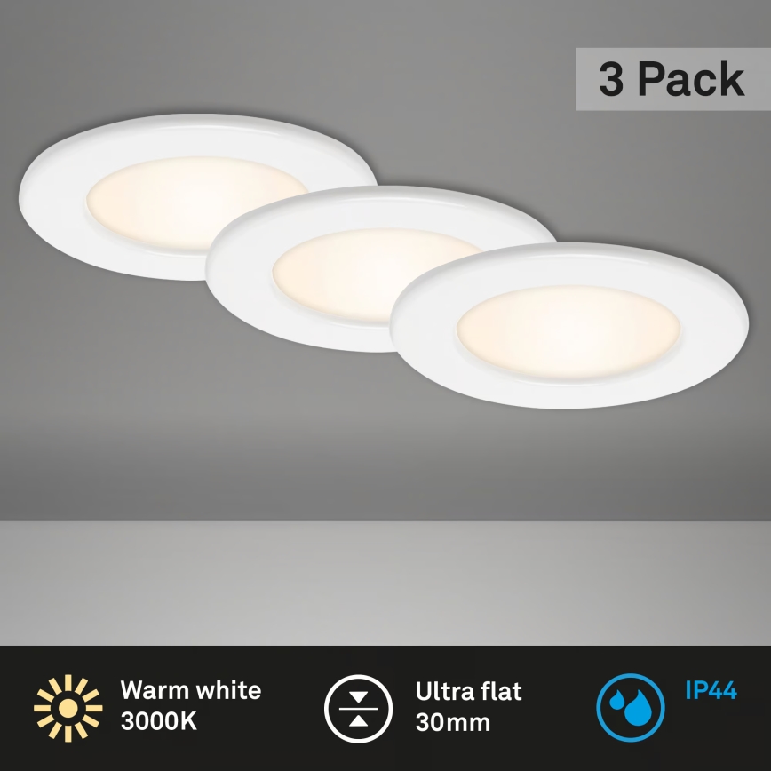 SADA 3x LED Koupelnové podhledové svítidlo LED/6W/230V 3000K IP44 bílá