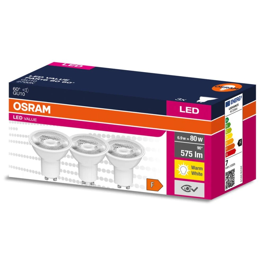 SADA 3x LED Reflektorová žárovka PAR16 GU10/6,9W/230V 2700K 60° - Osram