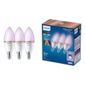 SADA 3x LED RGB Stmívatelná žárovka Philips SMART C37 E14/4,9W/230V 2200-6500K CRI 90