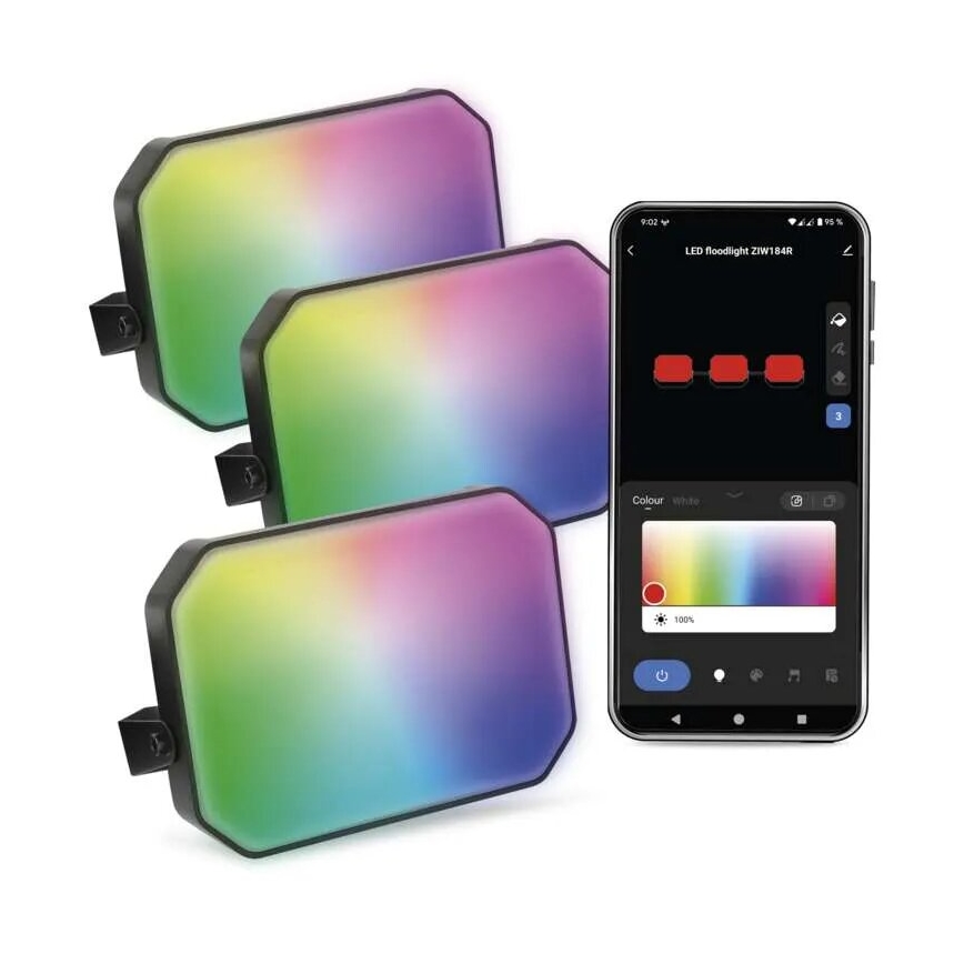 SADA 3x LED RGBIC Stmívatelný venkovní reflektor GoSmart LED/14W/230V 3000-6500K IP65 Wi-Fi Tuya