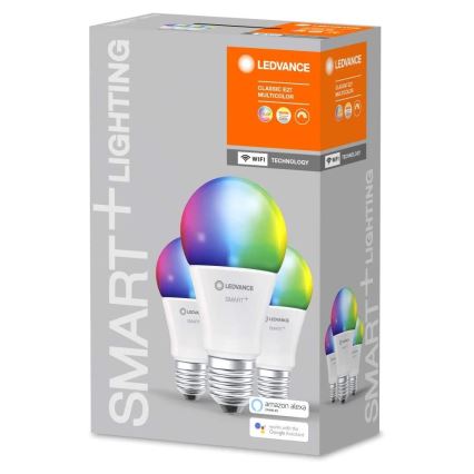 SADA 3x LED RGBW Stmívatelná žárovka SMART+ E27/9,5W/230V 2700K-6500K Wi-Fi - Ledvance