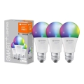 SADA 3x LED RGBW Stmívatelná žárovka SMART+ E27/9,5W/230V 2700K-6500K Wi-Fi - Ledvance