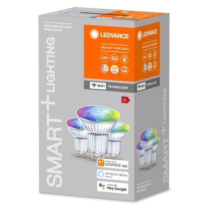 SADA 3x LED RGBW Stmívatelná žárovka SMART+ GU10/4,9W/230V 2700K-6500K Wi-Fi - Ledvance