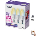 SADA 3x LED Stmívatelná žárovka C37 E14/4,9W/230V 2700-6500K CRI 90 Wi-Fi - WiZ