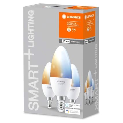 SADA 3x LED Stmívatelná žárovka SMART+ E14/5W/230V 2700K-6500K Wi-Fi - Ledvance