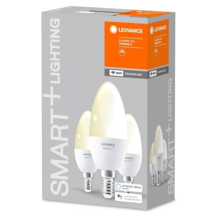 SADA 3x LED Stmívatelná žárovka SMART+ E14/5W/230V 2700K Wi-Fi - Ledvance