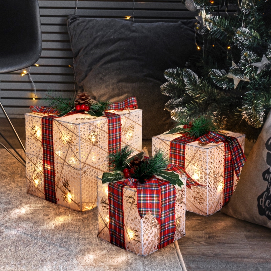 SADA 3x LED Vánoční dárek 48xLED/3,6W/230V IP44 teplá bílá