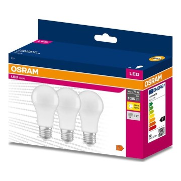 SADA 3x LED Žárovka A60 E27/10W/230V 3000K - Osram