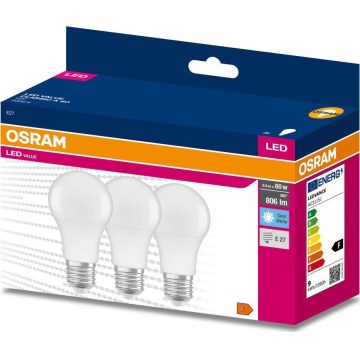 SADA 3x LED Žárovka A60 E27/8,5W/230V 6500K - Osram