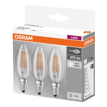 SADA 3x LED Žárovka BASE VINTAGE B40 E14/4W/230V 4000K – Osram