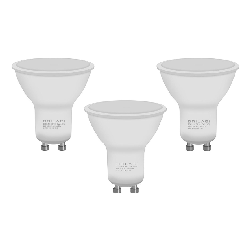 SADA 3x LED Žárovka ECOLINE GU10/6W/230V 4000K - Brilagi