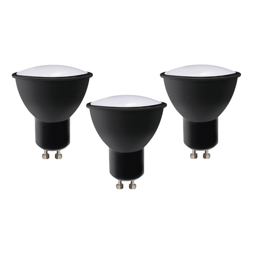 SADA 3x LED Žárovka ECOLINE GU10/6W/230V 4000K černá - Brilagi
