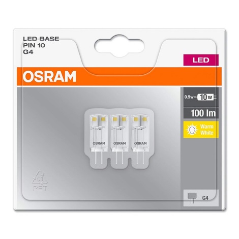 SADA 3x LED Žárovka G4/0,9W/12V 2700K - Osram