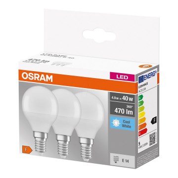 SADA 3x LED Žárovka P40 E14/4,9W/230V 4000K - Osram