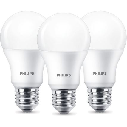 SADA 3x LED Žárovka Philips A60 E27/8,5W/230V