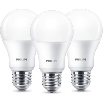 SADA 3x LED Žárovka Philips A60 E27/8,5W/230V 2700K