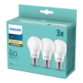 SADA 3x LED Žárovka Philips A60 E27/8W/230V 2700K