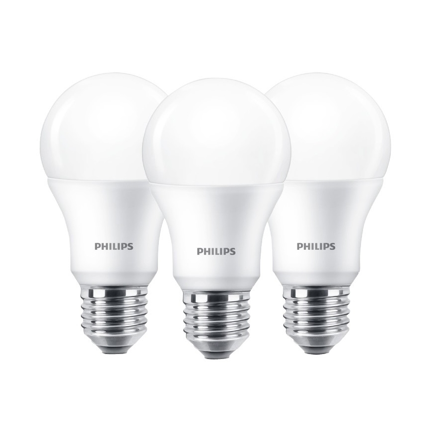 Sada 3x LED Žárovka Philips E27/9W/230V 2700K