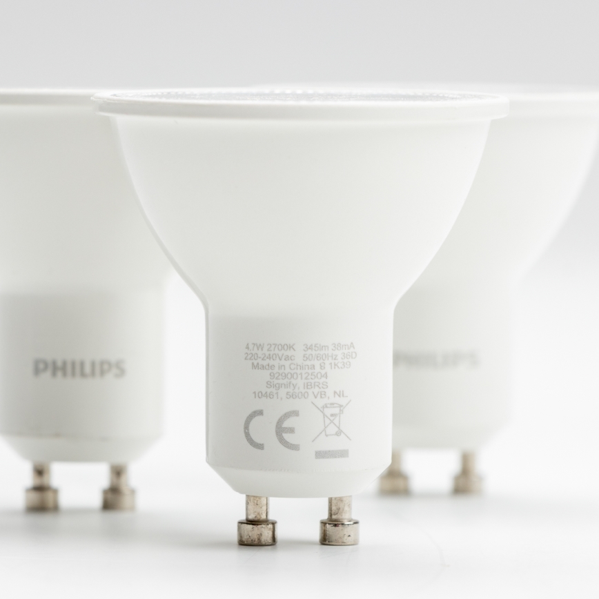 SADA 3x LED Žárovka Philips GU10/4,7W/230V 2700K