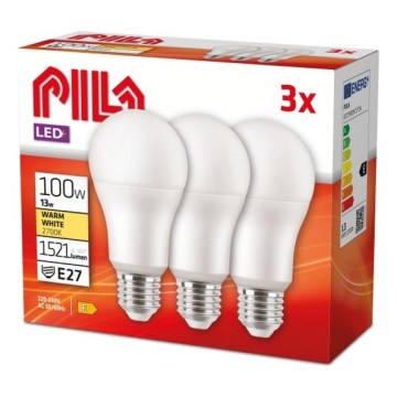 SADA 3x LED Žárovka Philips Pila E27/13W/230V 2700K