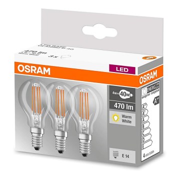 SADA 3x LED Žárovka VINTAGE P40 E14/4W/230V 2700K - Osram