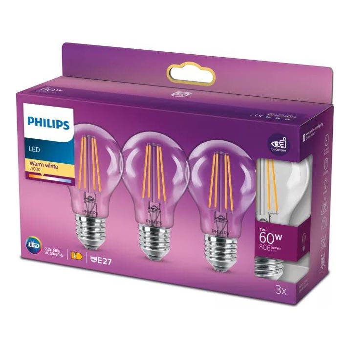 SADA 3x LED Žárovka VINTAGE Philips A60 E27/7W/230V 2700K
