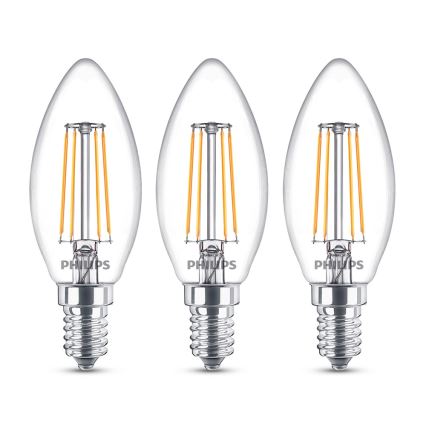 SADA 3x LED Žárovka Philips E14/4,3W/230V 2700K