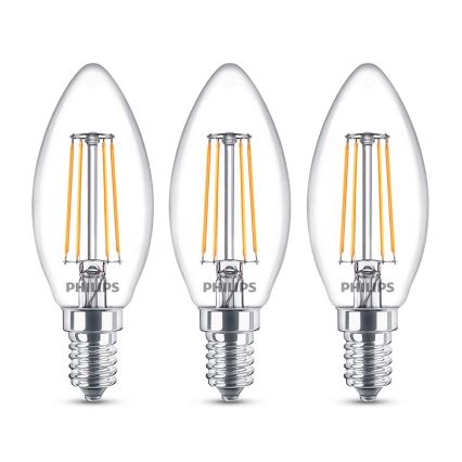 SADA 3x LED Žárovka VINTAGE Philips E14/4,3W/230V 2700K