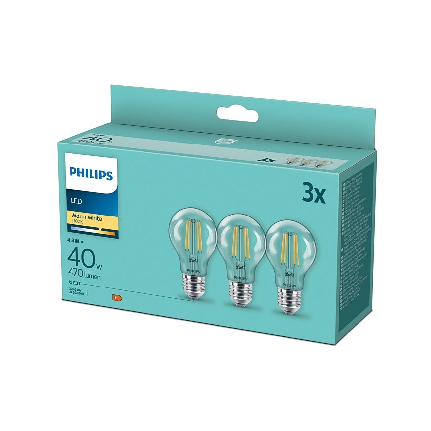 SADA 3x LED Žárovka VINTAGE Philips E27/4,3W/230V 2700K