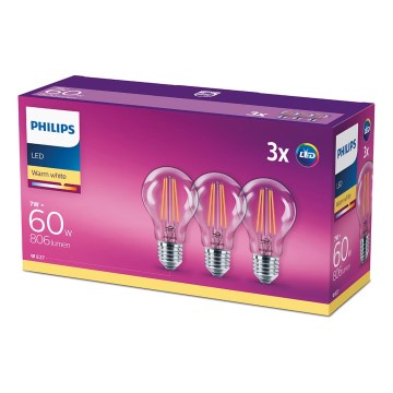 SADA 3x LED Žárovka VINTAGE Philips E27/7W/230V 2700K SADA 3x LED Žárovka VINTAGE Philips E27/7W/230V 2700K