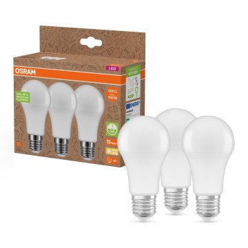 SADA 3x LED Žárovka z recyklovaného plastu A100 E27/14W/230V 2700K - Osram