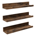 Sada 3x Nástěnná police SHELFY 38x5x10 cm hnědá