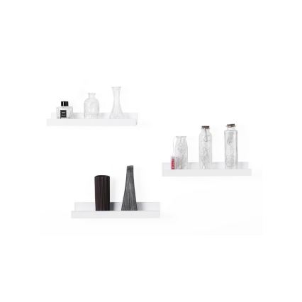 Sada 3x nástěnná police SHELFY bílá