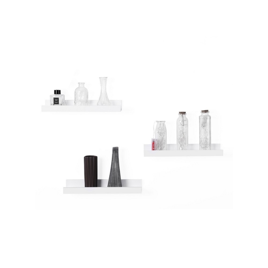 Sada 3x nástěnná police SHELFY bílá