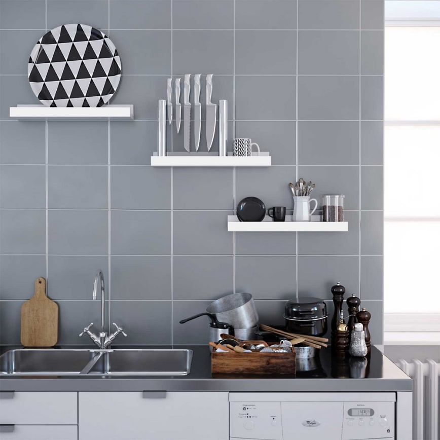 Sada 3x nástěnná police SHELFY bílá