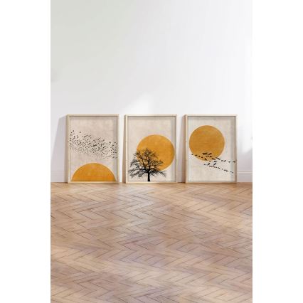 SADA 3x Obraz ve fotorámečku 50x70 cm béžová/oranžová