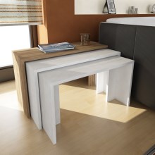 SADA 3x Odkládací stolek CANGO bílá/hnědá