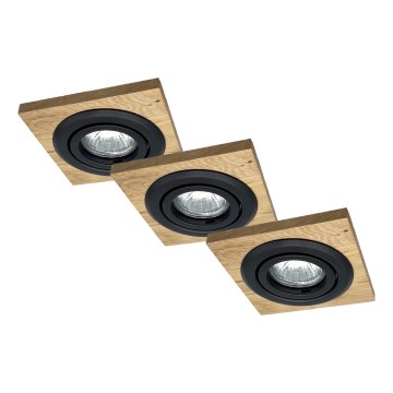 SADA 3x Podhledové svítidlo TOBBY 1xG9/20W/230V 11,5x11,5 cm dub/černá