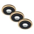 SADA 3x Podhledové svítidlo TOBBY 1xGU10/20W/230V pr. 11,5 cm dub/černá