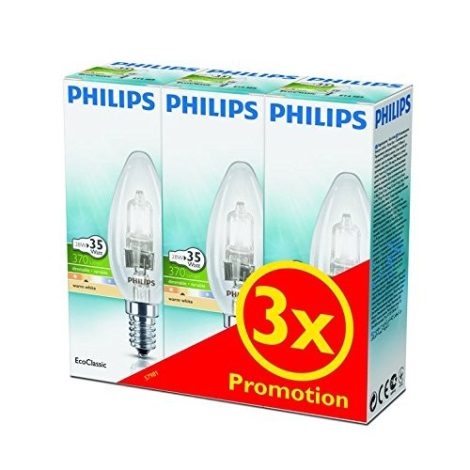 SADA 3x Stmívatelná halogenová žárovka Philips E14/28W/230V 2800K
