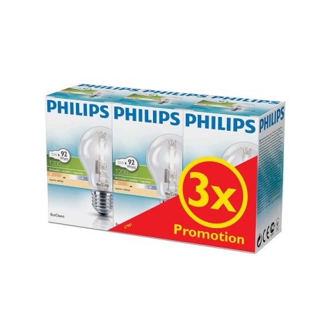 SADA 3x Stmívatelná halogenová žárovka Philips E27/70W/230V 2800K