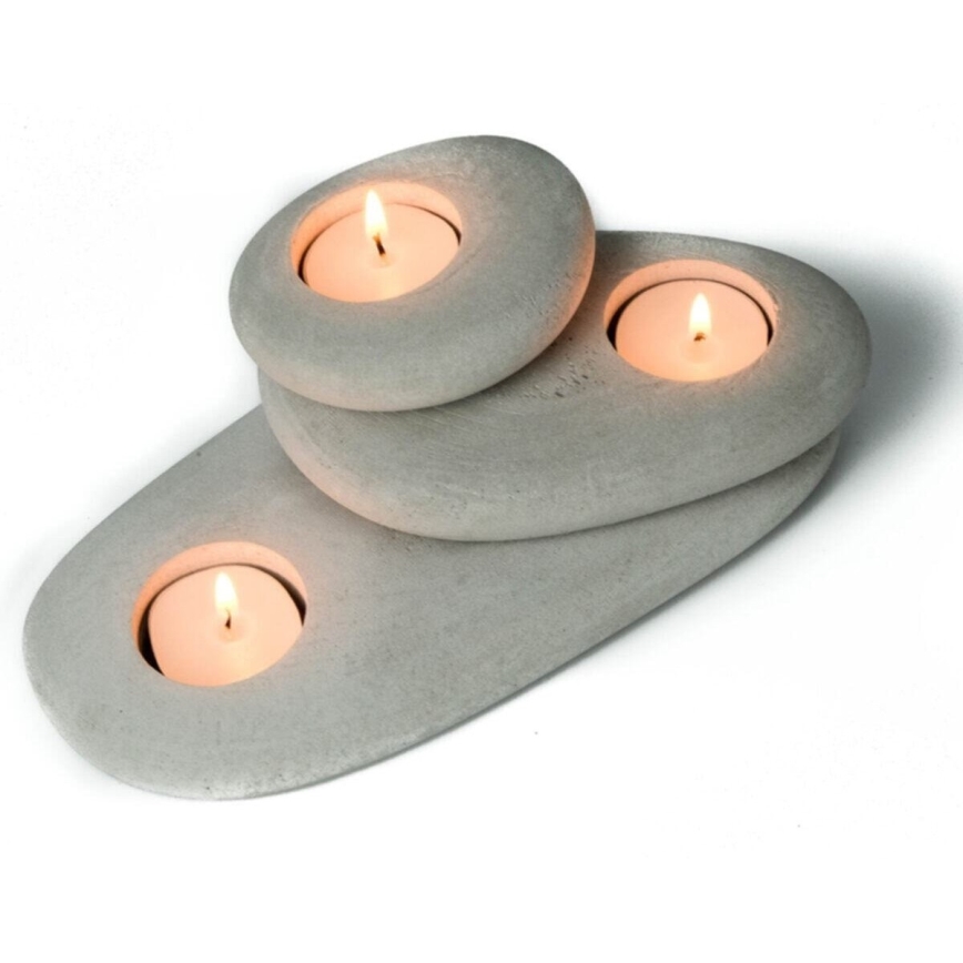 SADA 3x Svícen na čajové svíčky 21,5cm/15cm/9cm beton