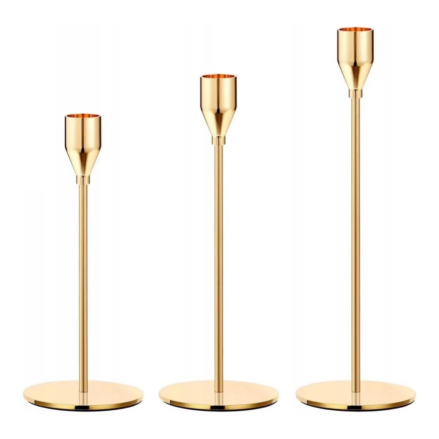 SADA 3x Svícen zlatá