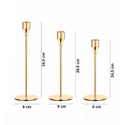 SADA 3x Svícen zlatá