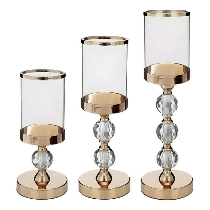 SADA 3x Svícen zlatá