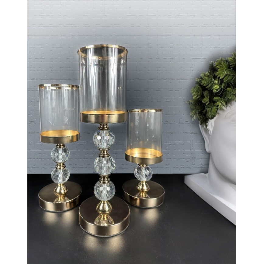 SADA 3x Svícen zlatá